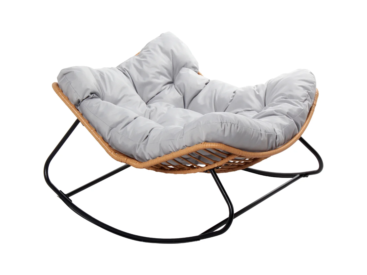 Fauteuil à bascule en résine tressée coussin gris CANGGU