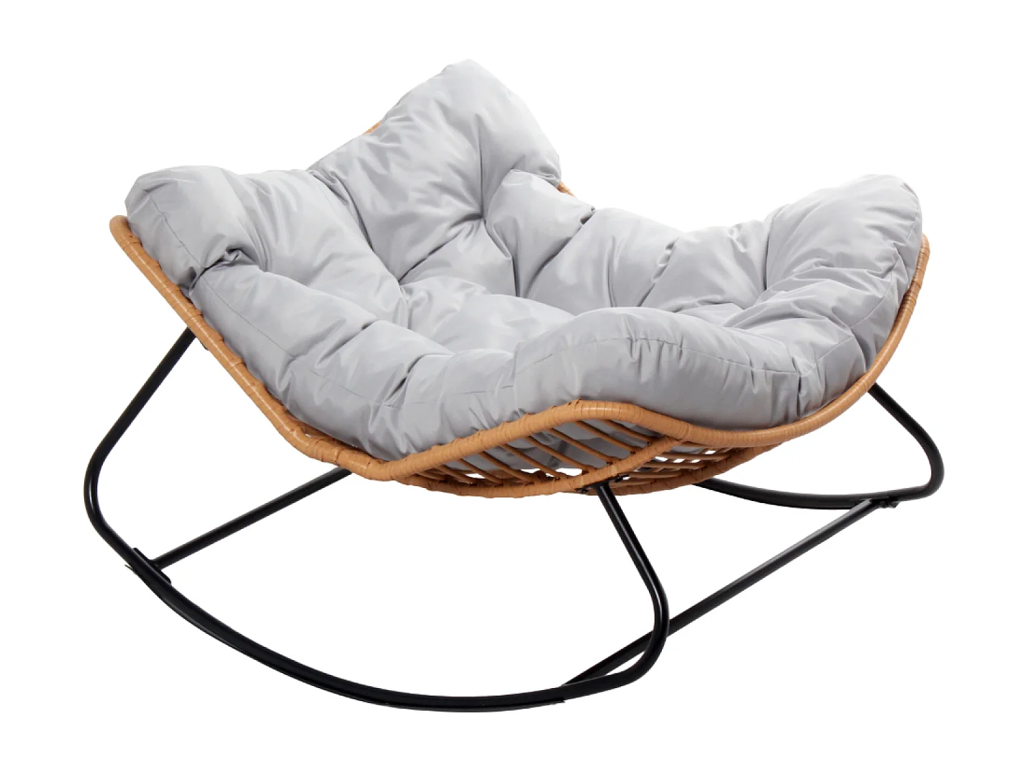 Fauteuil à bascule en résine tressée coussin gris CANGGU