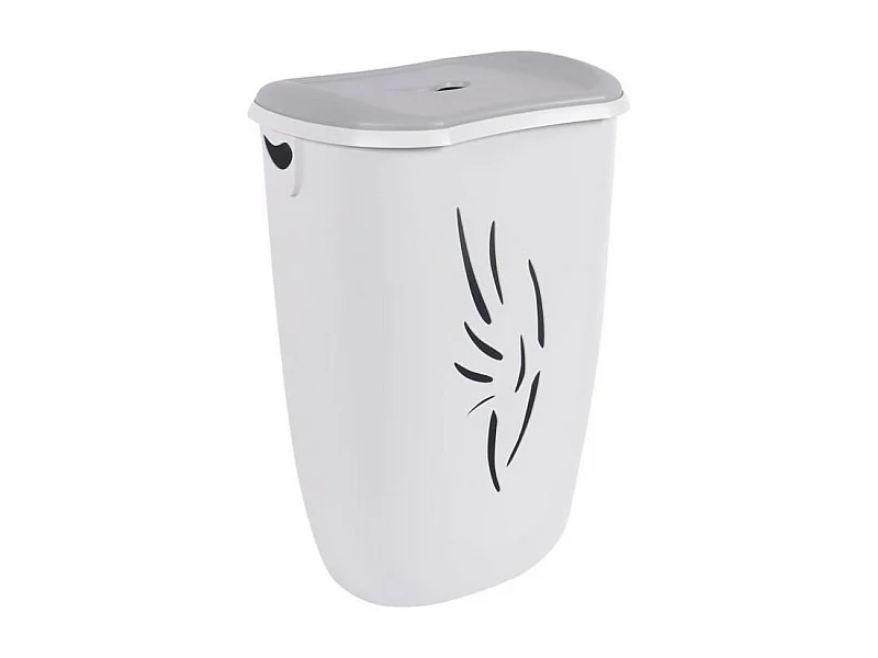 Coffre a linge Flora 40 L - Gris béton et Blanc cérusé - 40 x 30 x 57 cm - EDA PLASTIQUE
