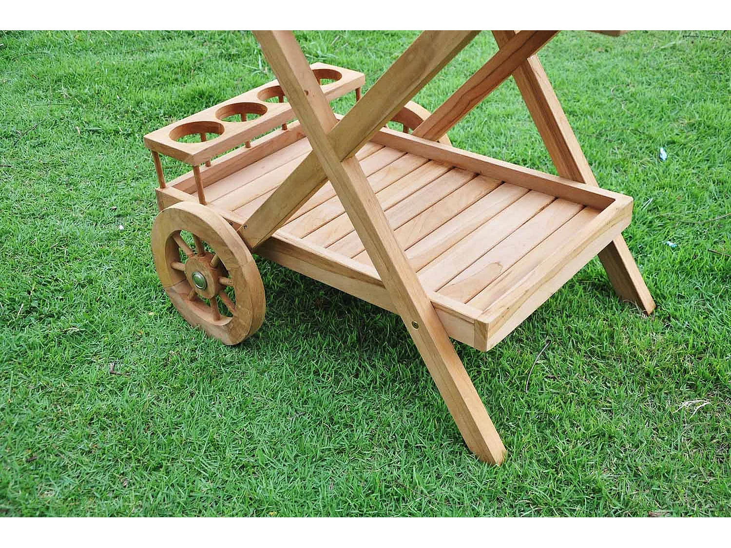 Carrinho de Chá em Teca com Rodas KERETA - Móvel de Apoio de Jardim Prático e Estético