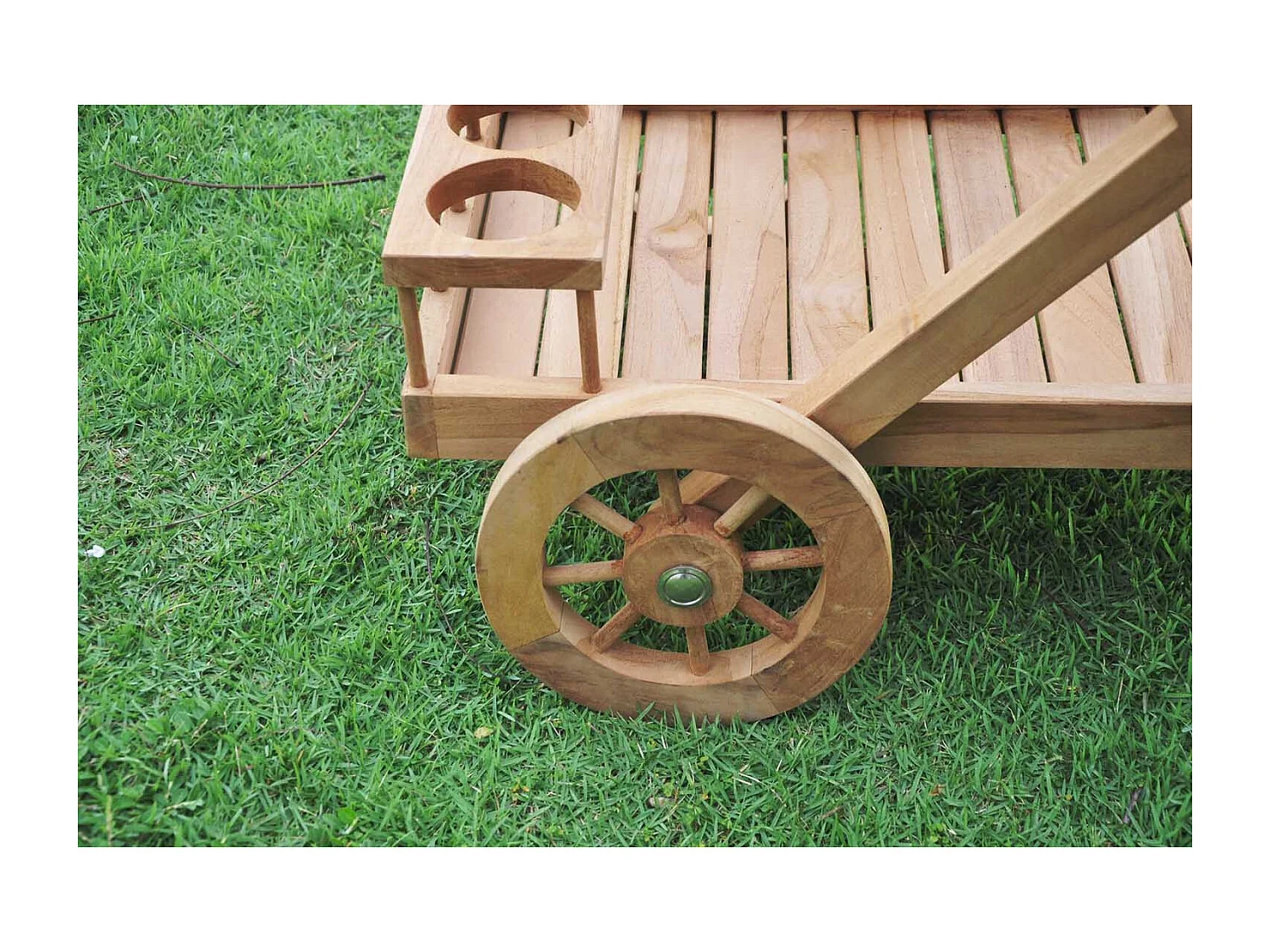 Carrinho de Chá em Teca com Rodas KERETA - Móvel de Apoio de Jardim Prático e Estético