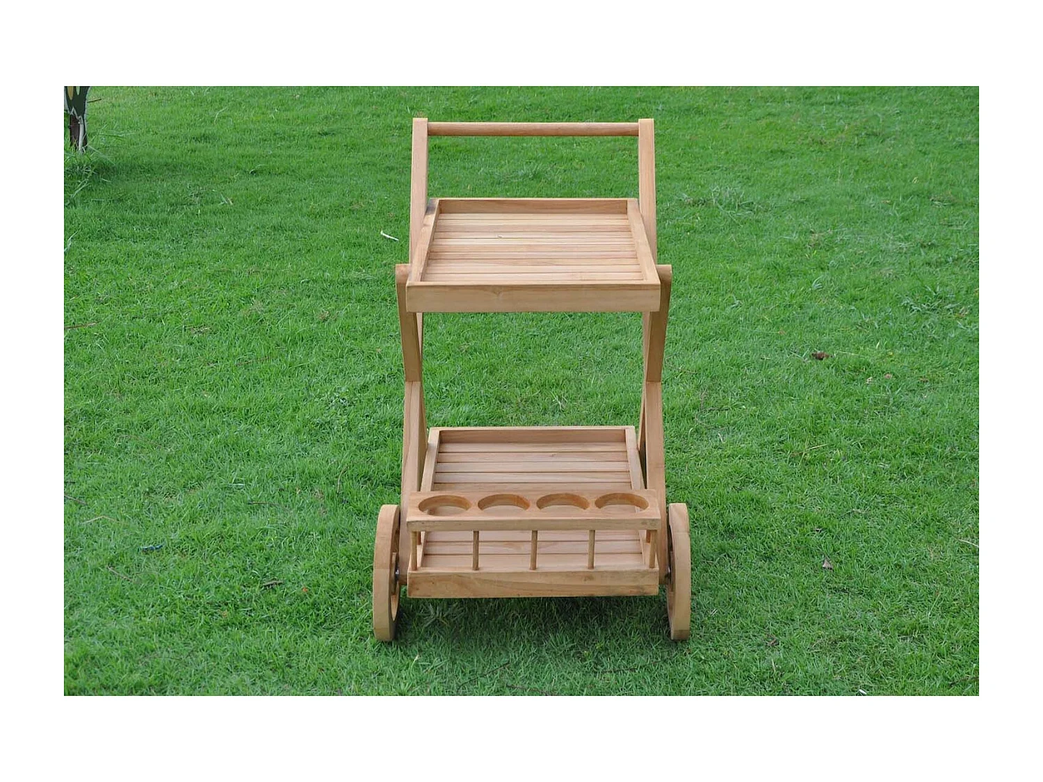 Carrinho de Chá em Teca com Rodas KERETA - Móvel de Apoio de Jardim Prático e Estético