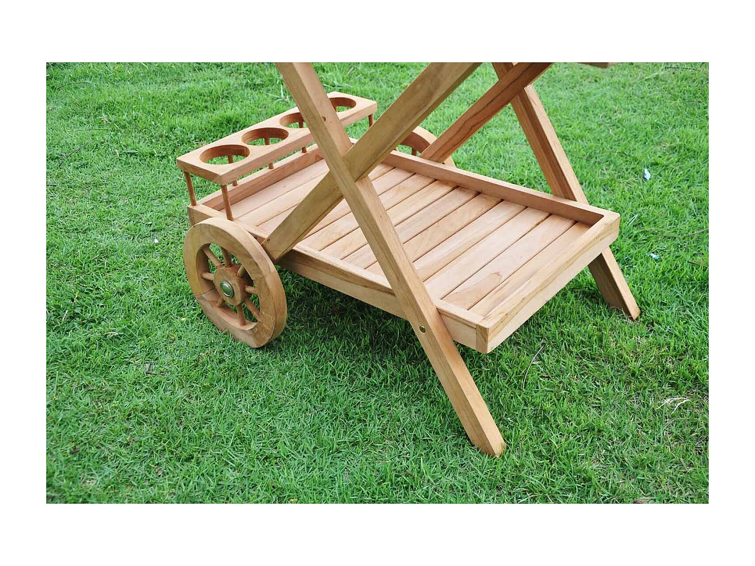 Teakhouten Trolley met Wielen KERETA - Praktisch en Esthetisch Tuinmeubel