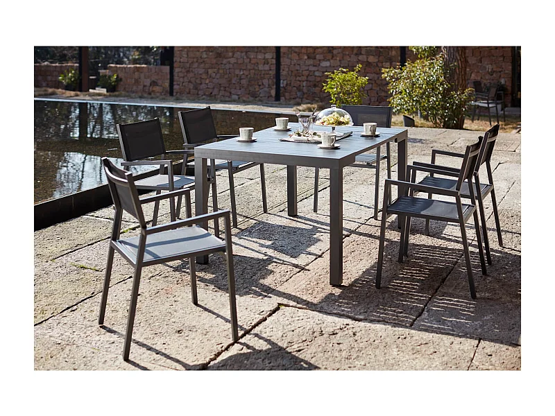 Uitschuifbare aluminium tuinconsole voor 6 personen OLAHO - Modern, praktisch en innovatief design