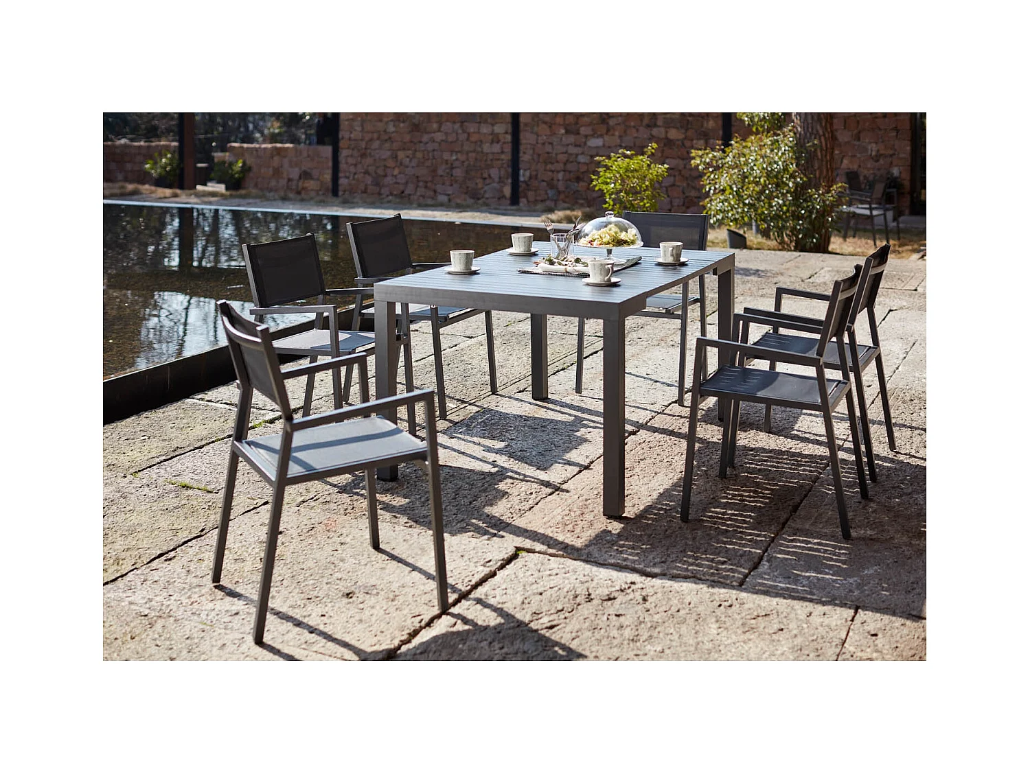 Console extensible et 6 chaises en aluminium OLHAO