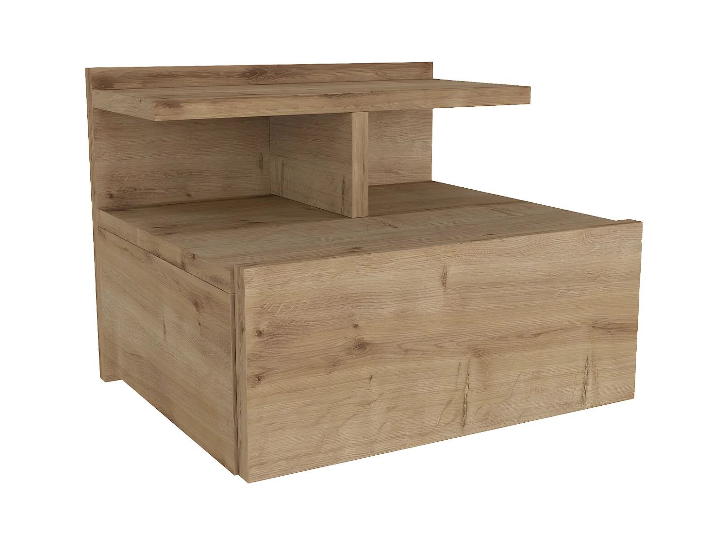 Væghængt natbord - 1 skuffe - Farve: Naturlig - AZELNO