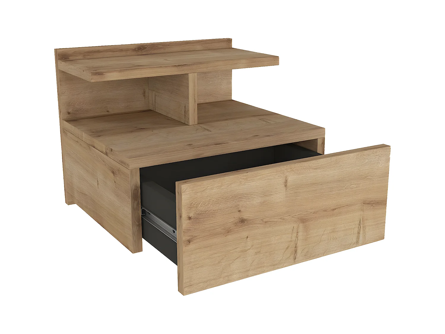 Væghængt natbord - 1 skuffe - Farve: Naturlig - AZELNO