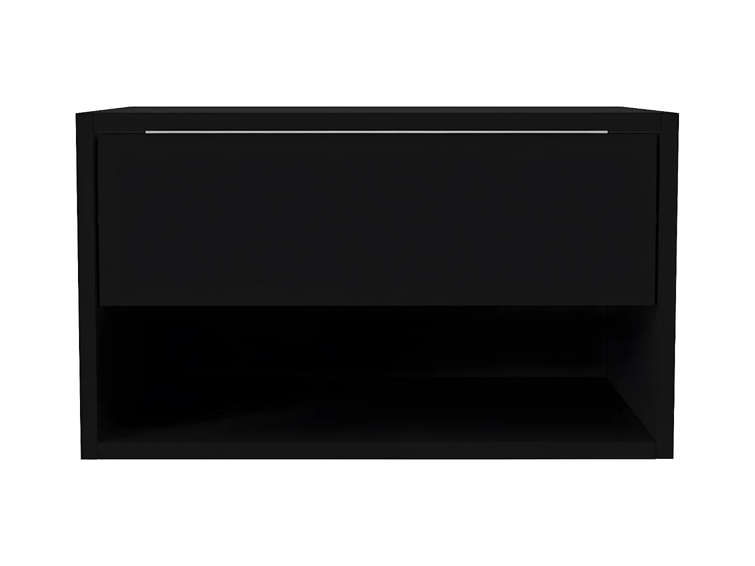 Vægmonteret sengebord - 1 skuffe og 1 niche - Sort - RITAMI