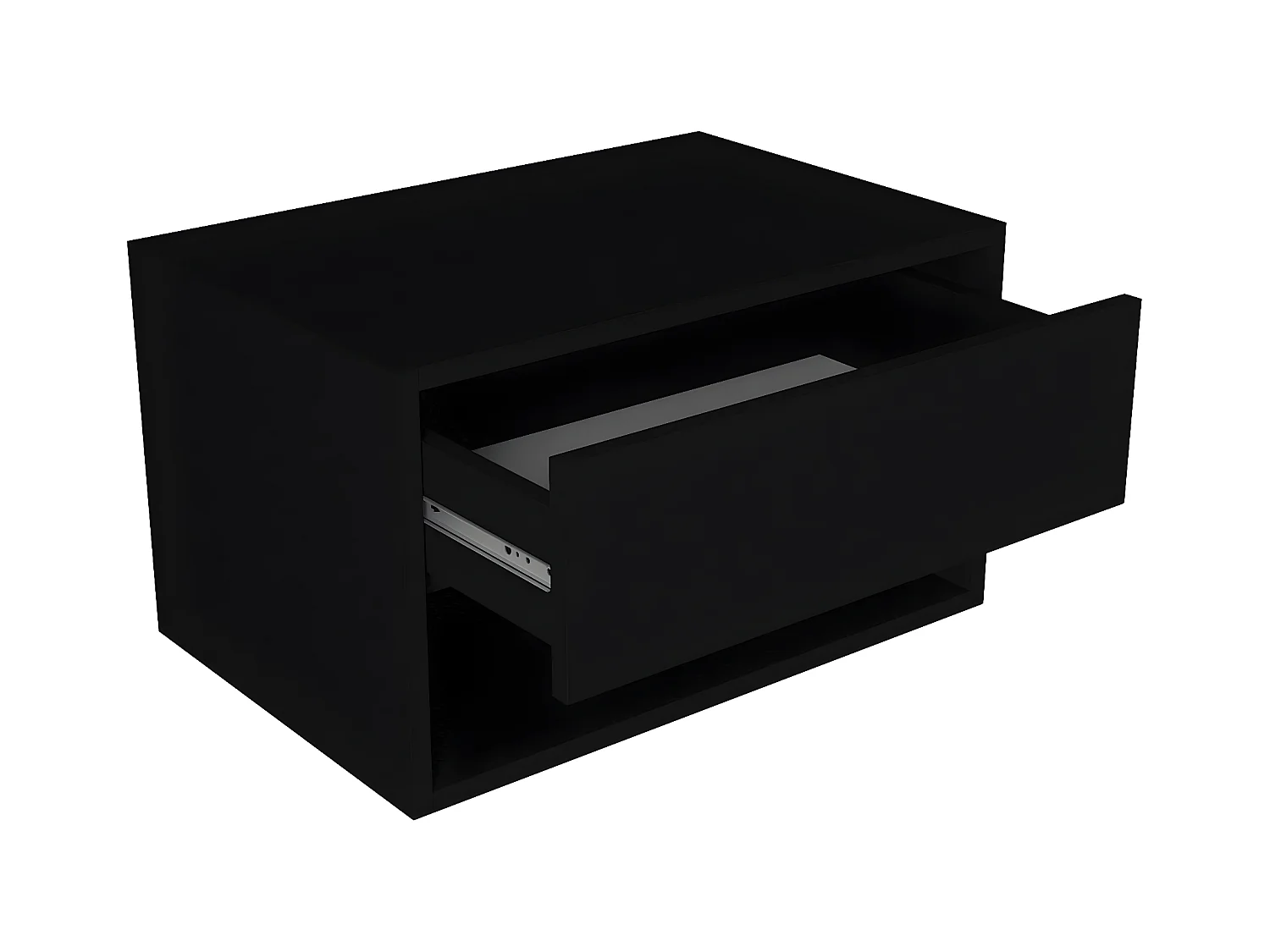 Vægmonteret sengebord - 1 skuffe og 1 niche - Sort - RITAMI
