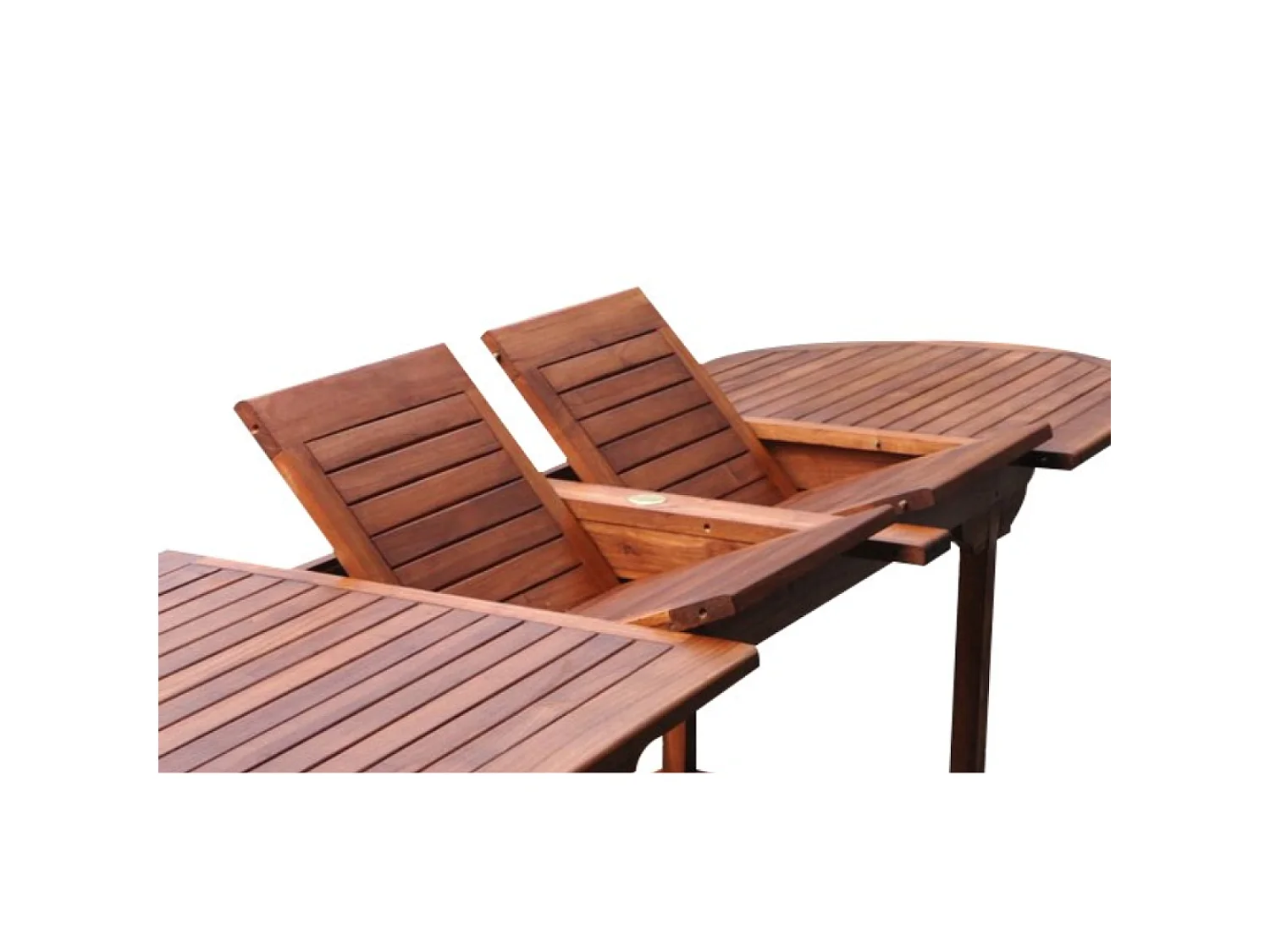 Table de jardin ovale 10 places et 10 chaises en teck huilé LUBOK