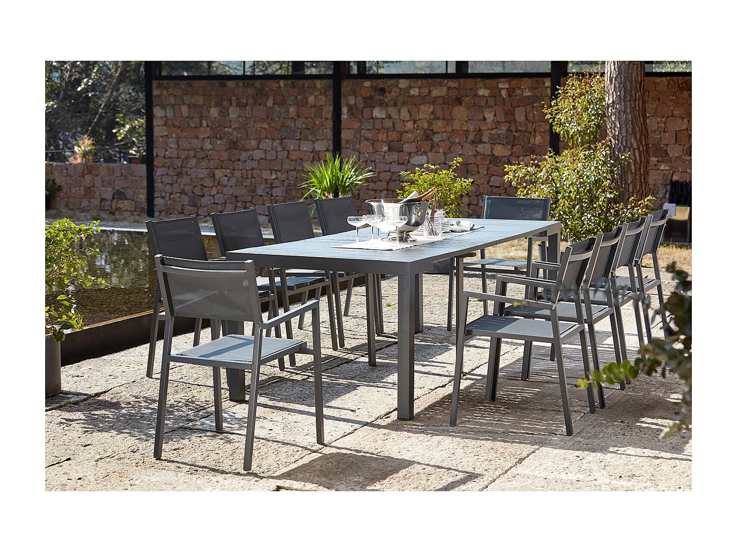 Mesa de jardim extensível em alumínio para 10 pessoas OLAHO