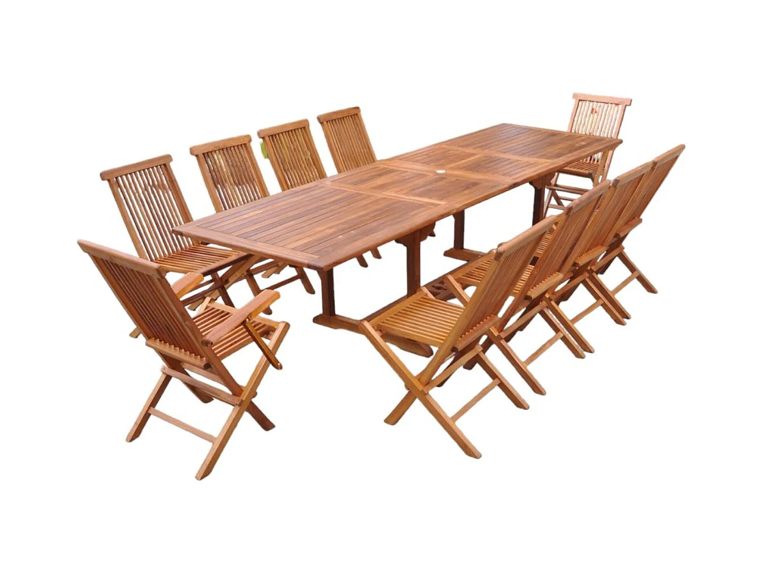 Table rectangulaire 8 chaises et 2 fauteuils en teck huilé LUBOK