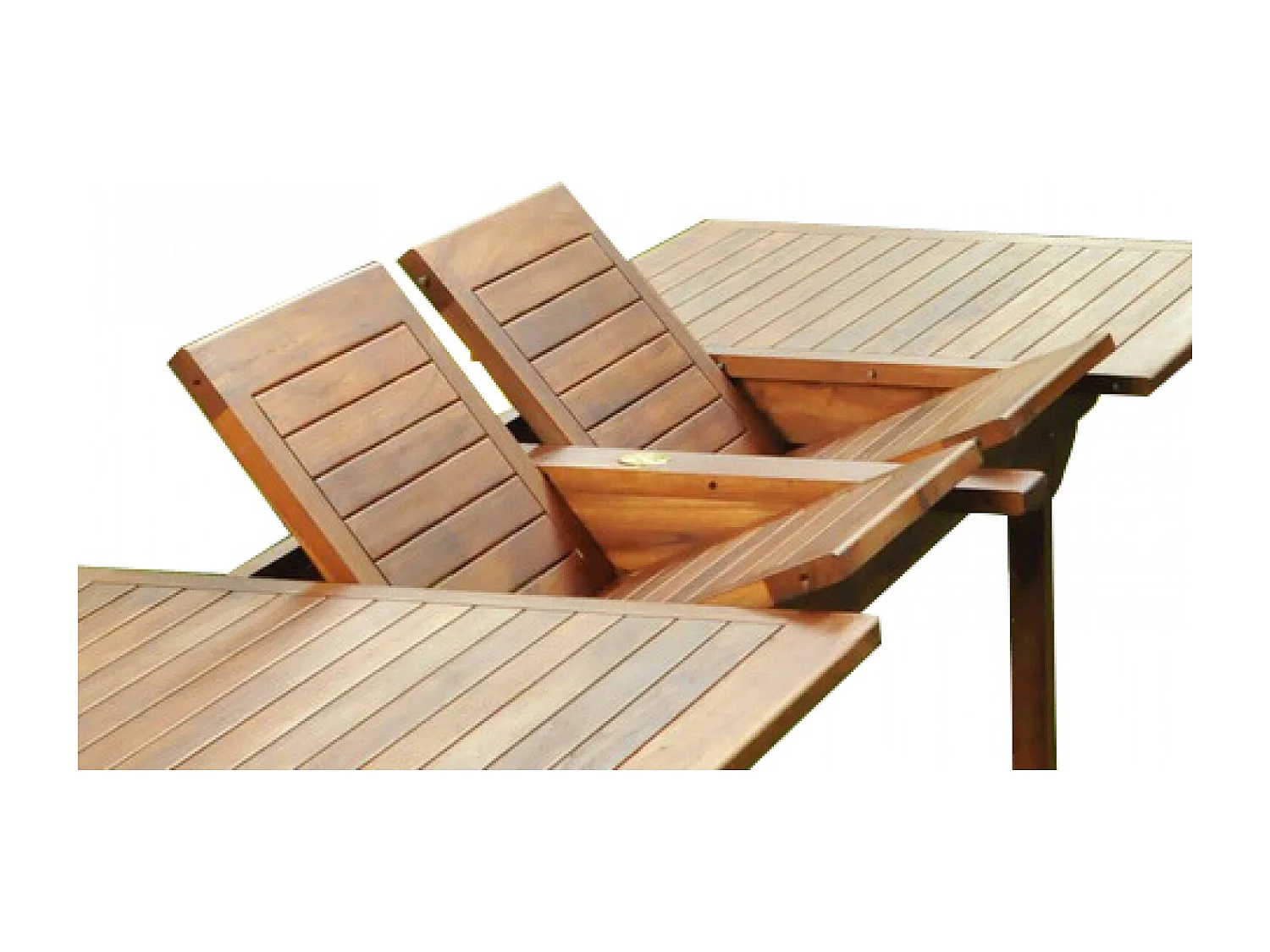 Table rectangulaire 8 chaises et 2 fauteuils en teck huilé LUBOK