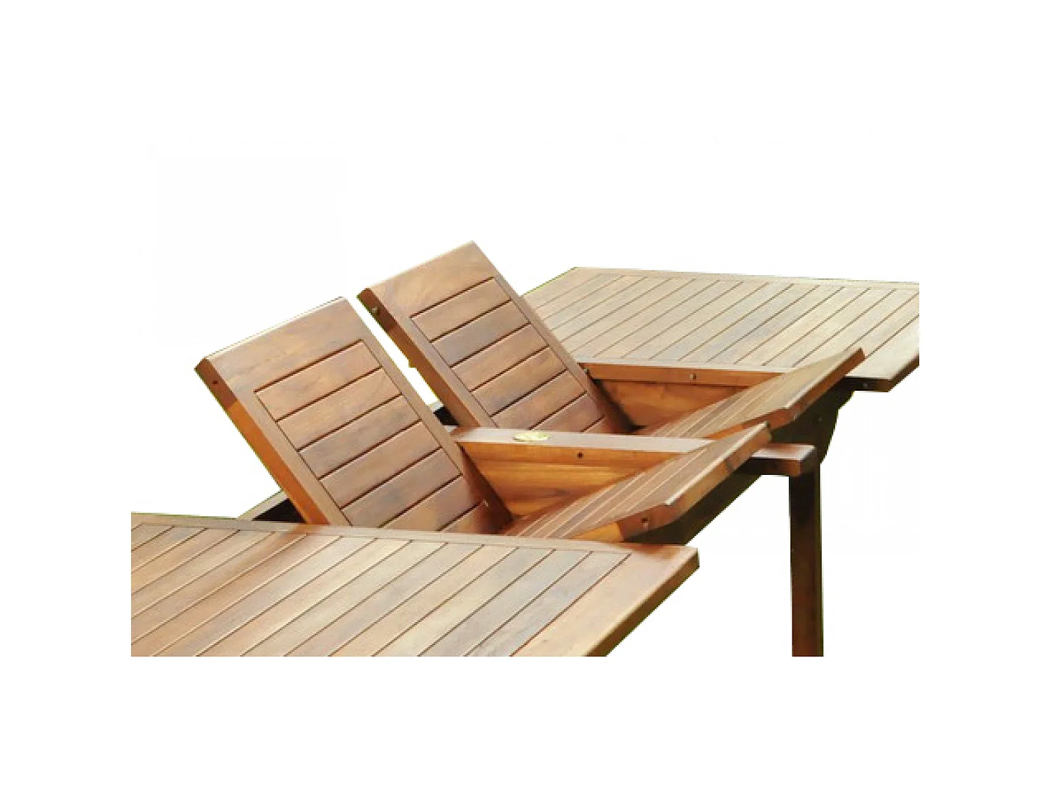 Table rectangulaire 8 chaises et 2 fauteuils en teck huilé LUBOK