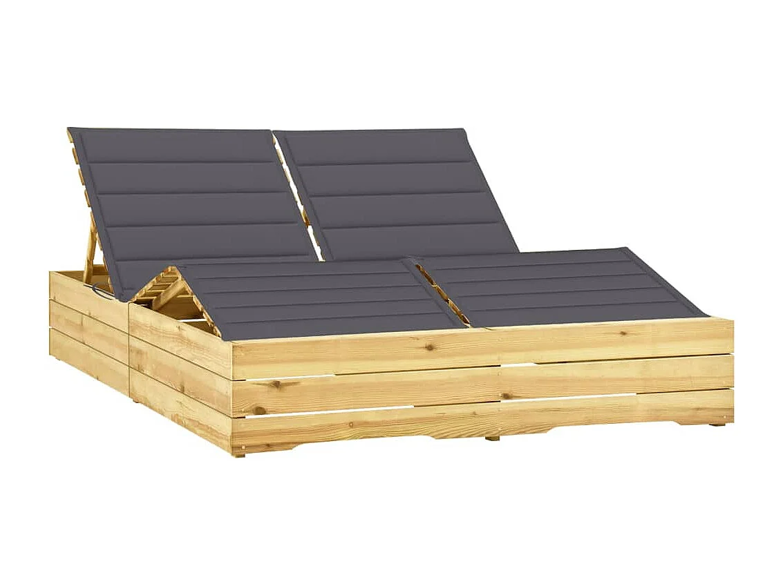 Sdraio sedia a sdraio lettino da giardino lettino da giardino terrazza doppio arredamento da esterno con cuscini in pino impregnato antracite 02_0012730