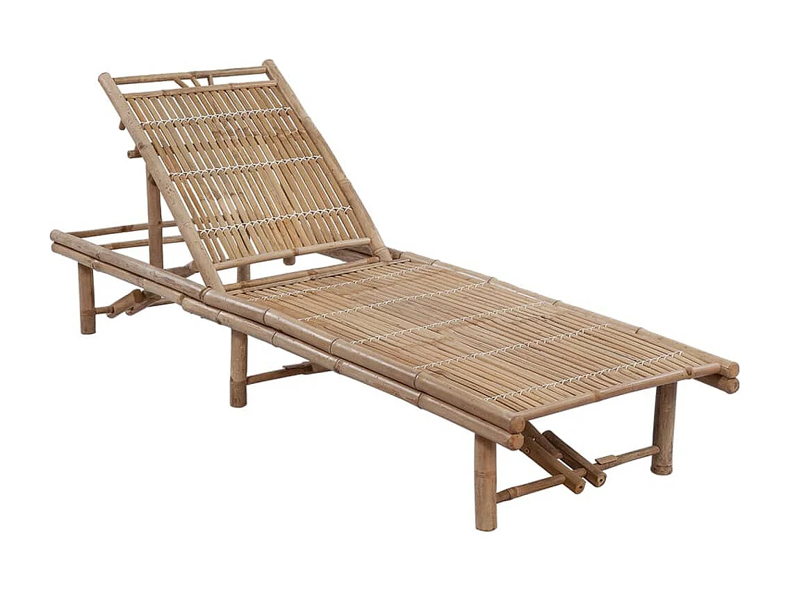 Transat chaise longue bain bambou marron 200 x 65 x 30 cm 02_0012292