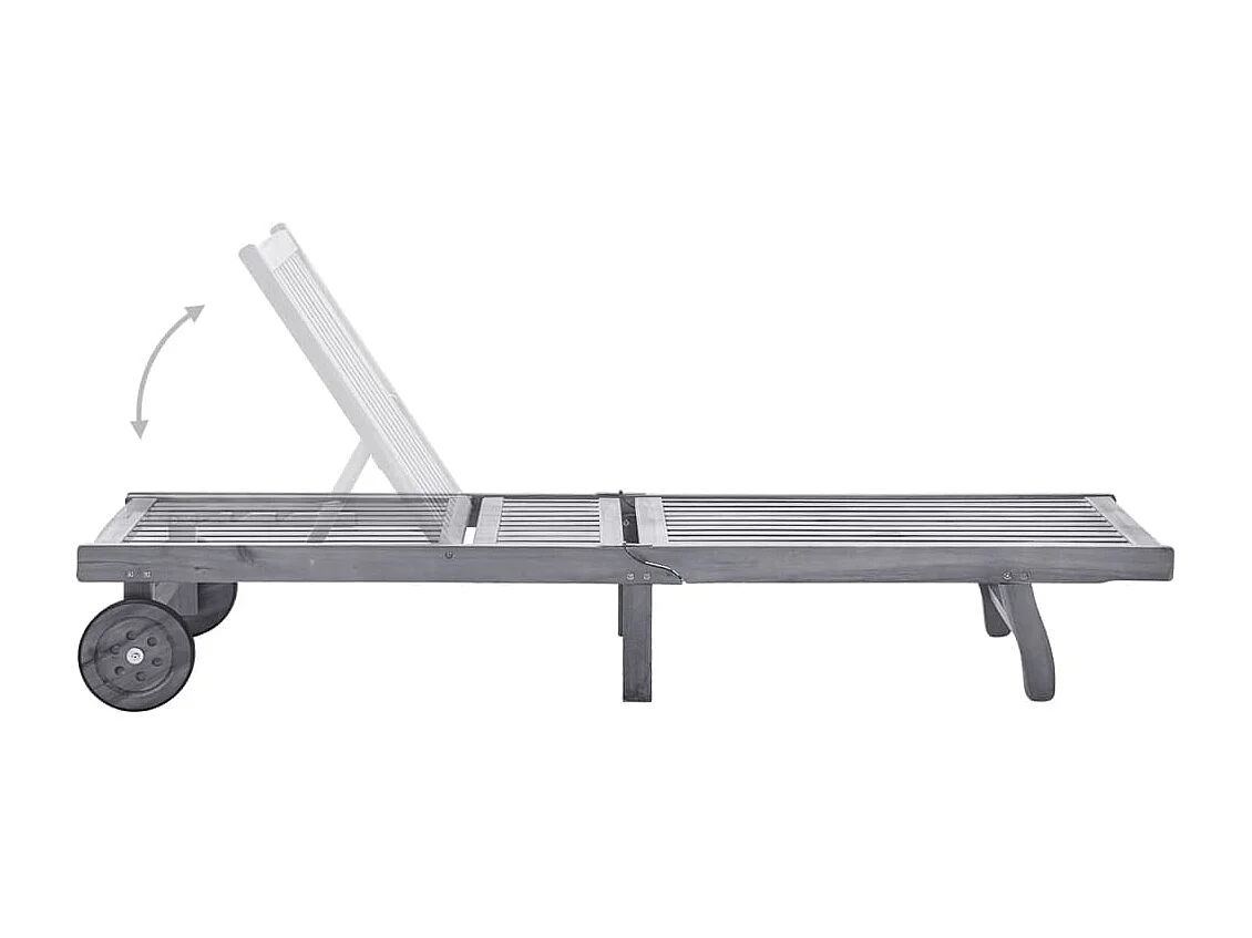 Espreguiçadeira espreguiçadeira para banhos de sol cama de jardim terraço móveis de exterior com almofada madeira de acácia maciça cinza 02_0012480