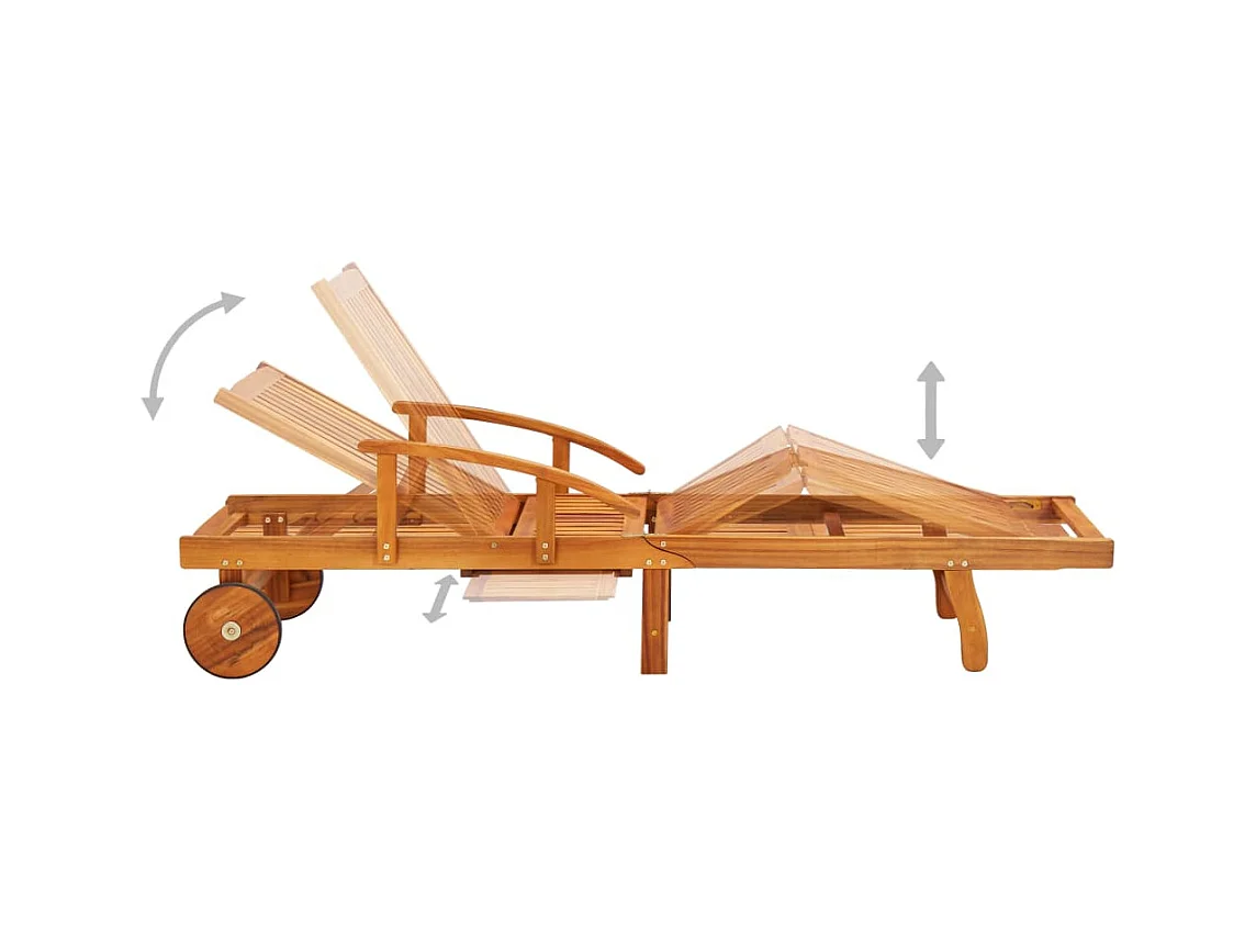 Set di 2 sdraio sdraio prendisole lettino da giardino terrazzo arredo da esterno 199 cm con tavolo e cuscini in massello di acacia 02_0012118