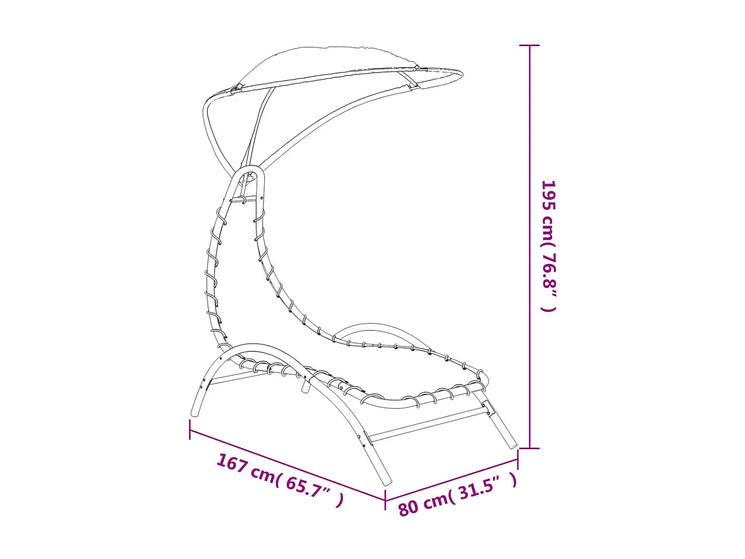 Transat chaise longue bain crème 167 x 80 x 195 cm 02_0012271