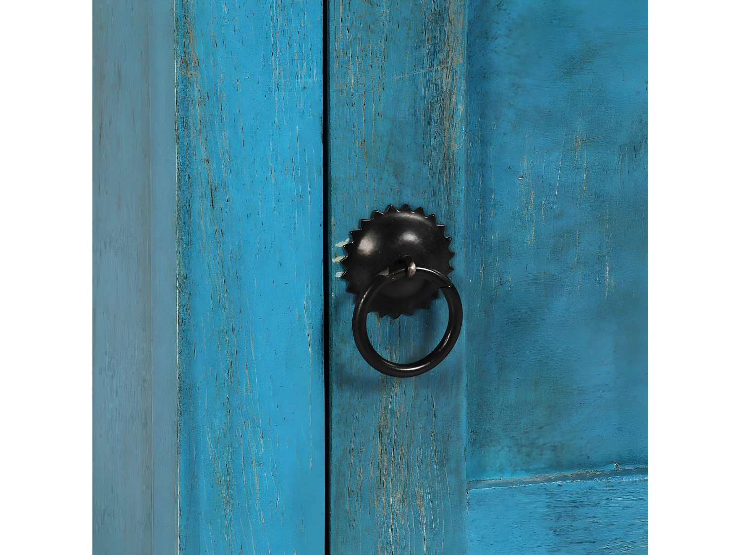 Table de nuit chevet commode armoire meuble chambre bois de manguier massif 40 x 30 x 50 cm bleu 1402109