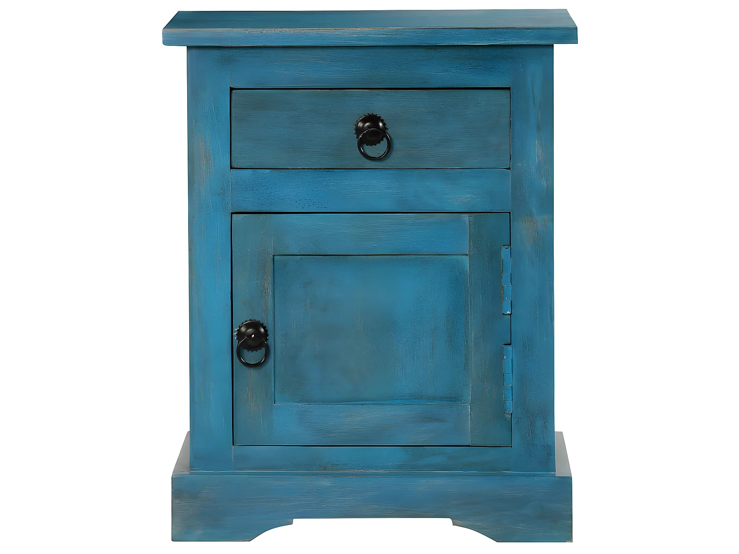 Table de nuit chevet commode armoire meuble chambre bois de manguier massif 40 x 30 x 50 cm bleu 1402109