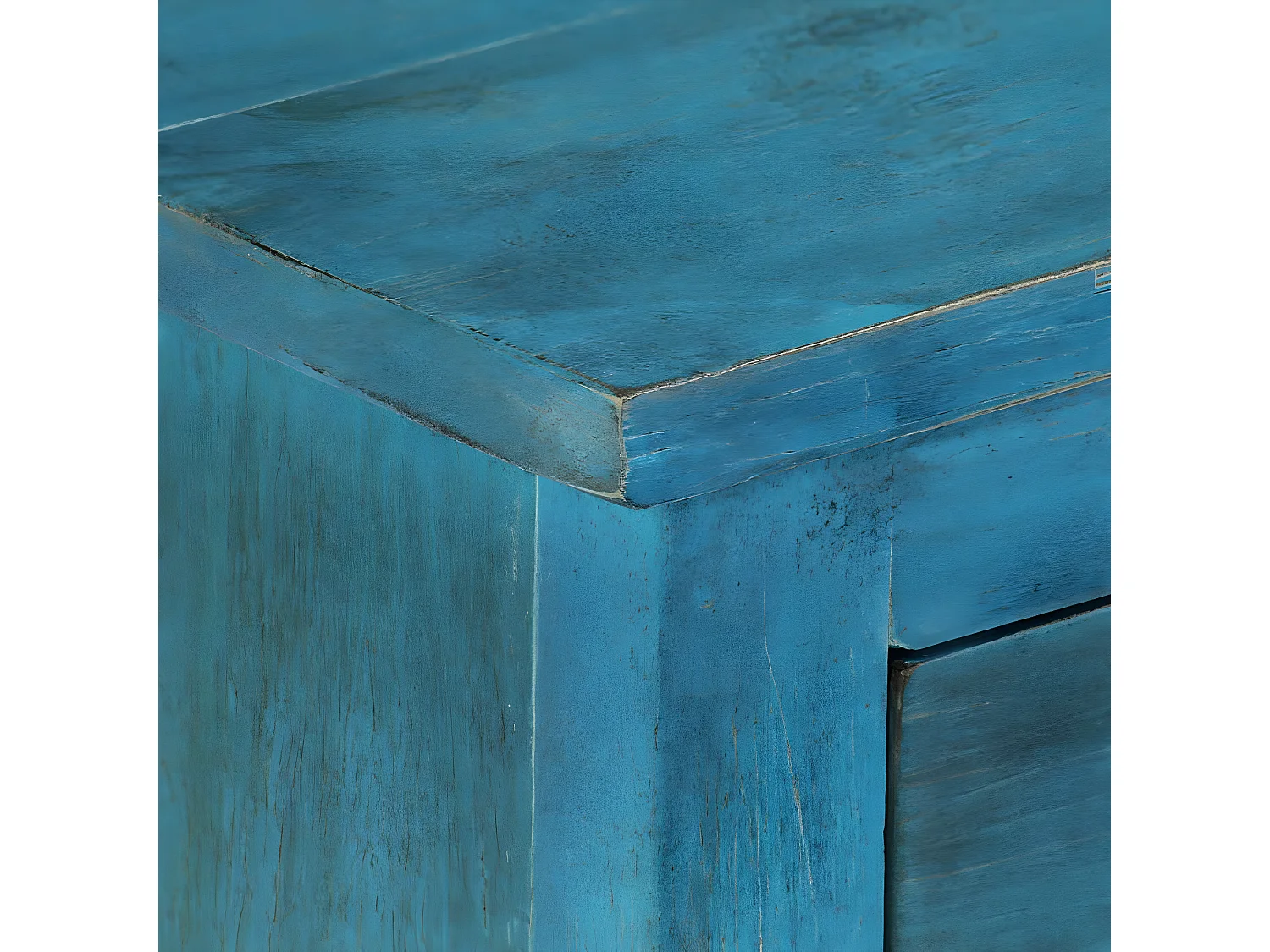 Table de nuit chevet commode armoire meuble chambre bois de manguier massif 40 x 30 x 50 cm bleu 1402109