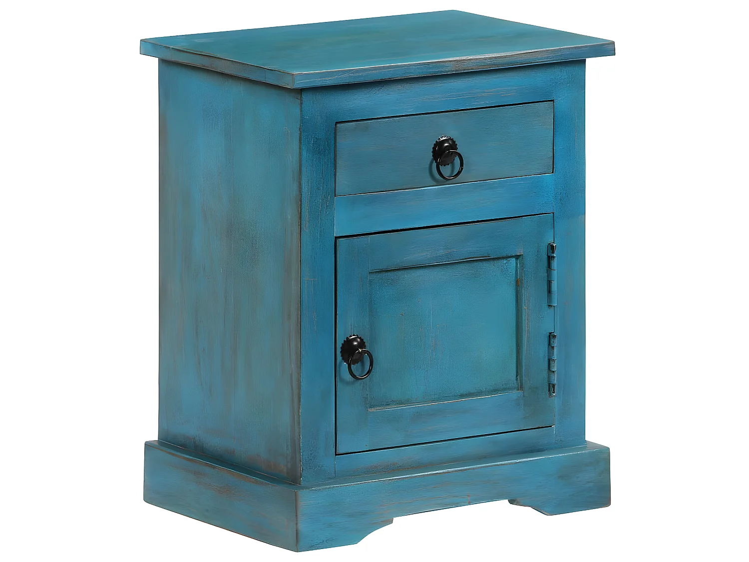 Table de nuit chevet commode armoire meuble chambre bois de manguier massif 40 x 30 x 50 cm bleu 1402109