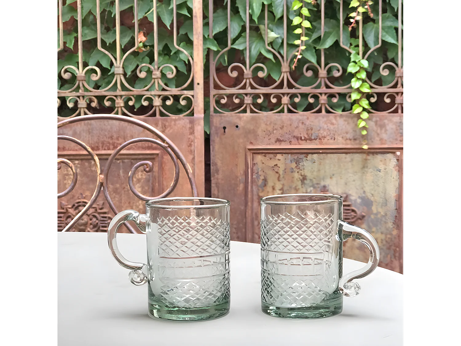Set de 2 mugs en verre gravé
