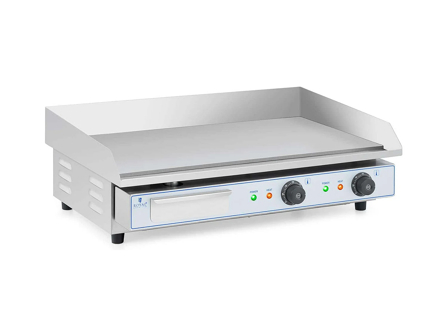 Fry top elettrico professionale in acciaio inox per tavolo ristorante doppio 2 fuochi 73 x 40 cm (2 x 2.200 watt, 730 x 400 mm, liscia) 14_0004069