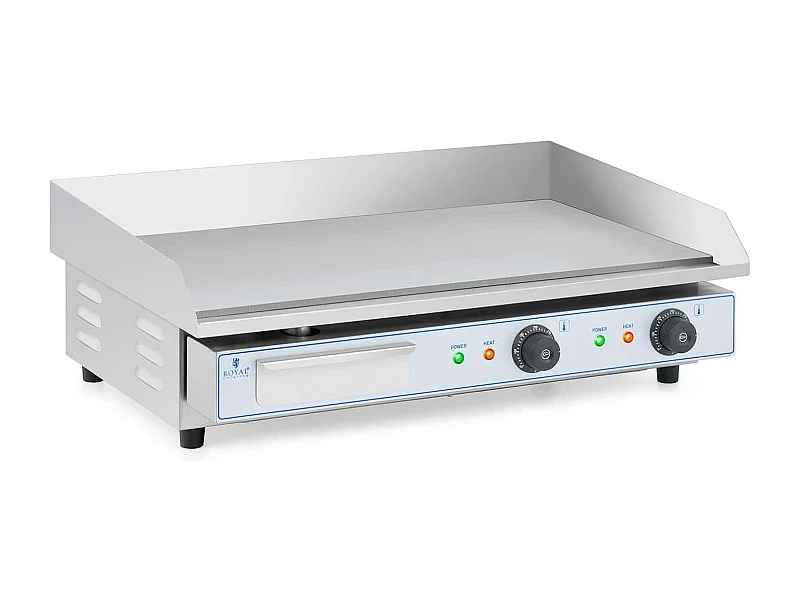Plancha elétrica profissional em aço inoxidável para restaurante de mesa dupla 2 queimadores 73 x 40 cm (2 x 2.200 watts, 730 x 400 mm, liso) 14_0004069