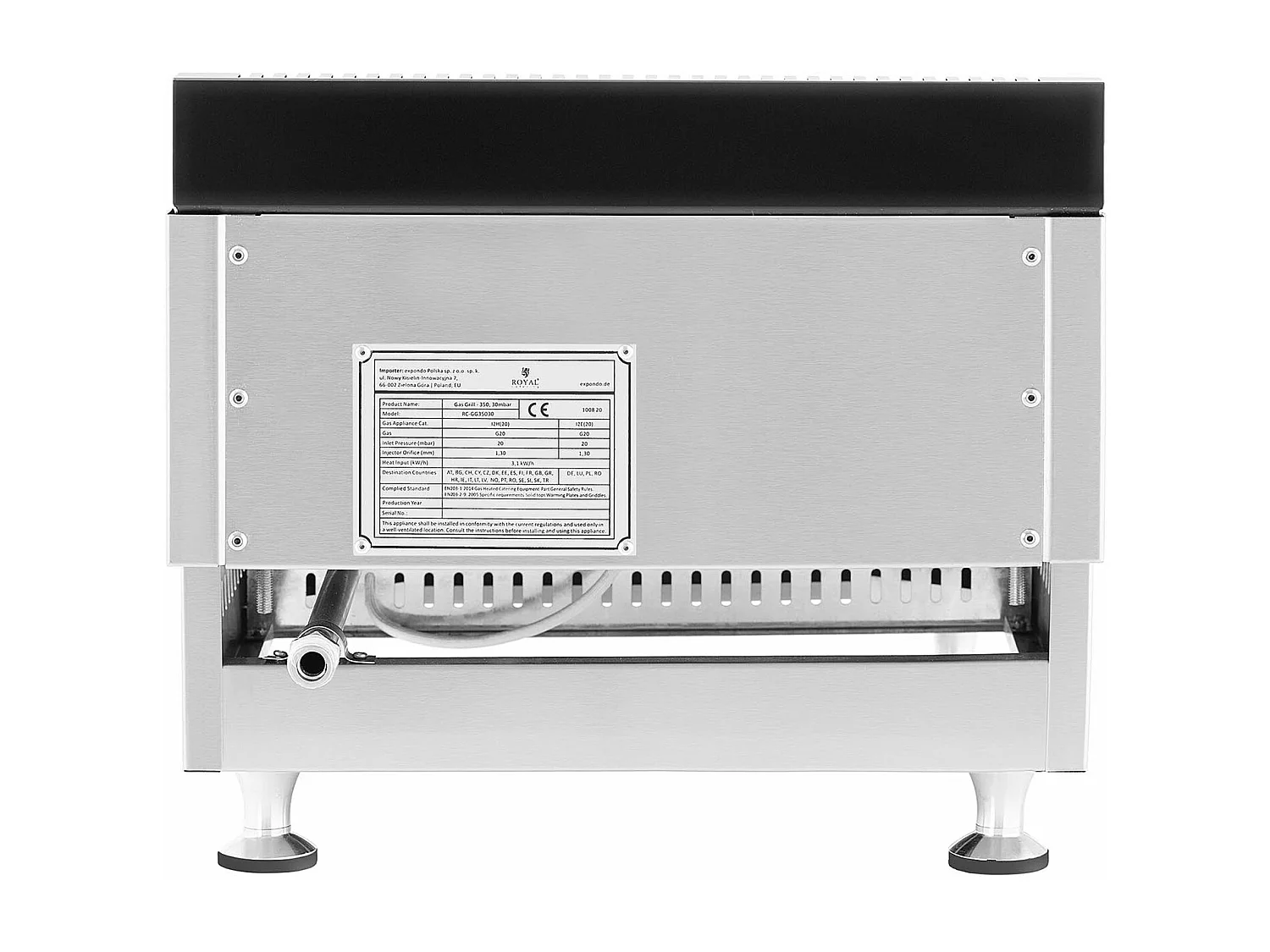 Barbecue a gas professionale da interno da posizionare 40 cm (3100 watt 35 x 40 cm attacco 13 mm acciaio inox) 14_0004034
