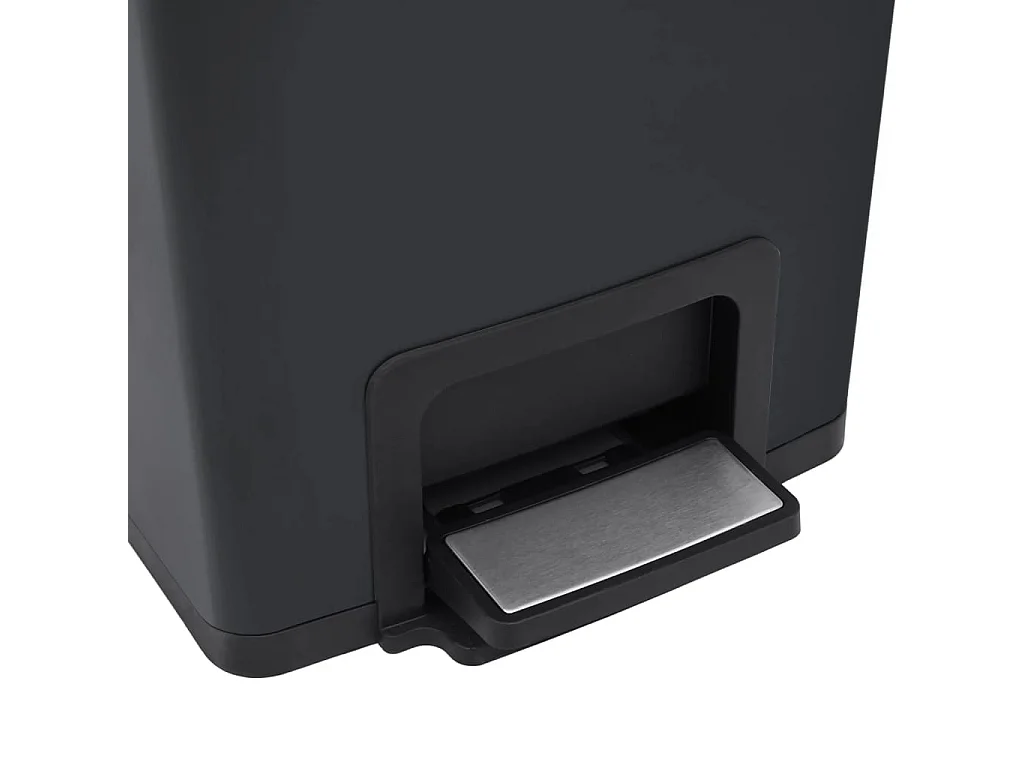 Papelera con pedal antihuellas 30 litros acero inoxidable negro 02_0006099