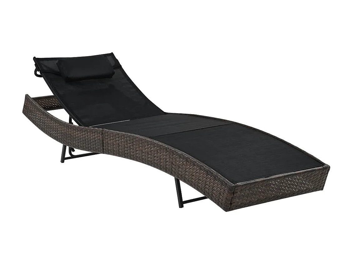 Tumbona tumbona para tomar el sol cama de jardín terraza muebles de exterior con almohada de resina tejida marrón 02_0012558