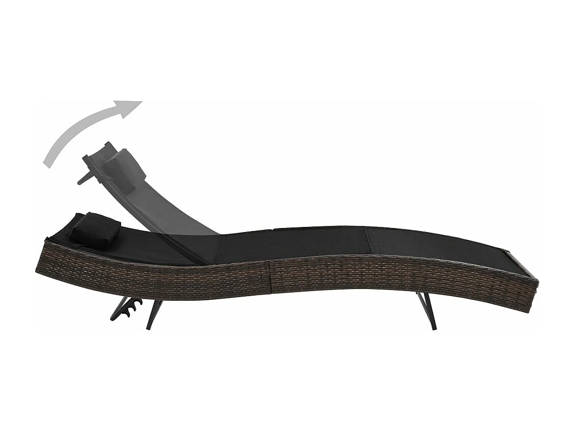 Tumbona tumbona para tomar el sol cama de jardín terraza muebles de exterior con almohada de resina tejida marrón 02_0012558