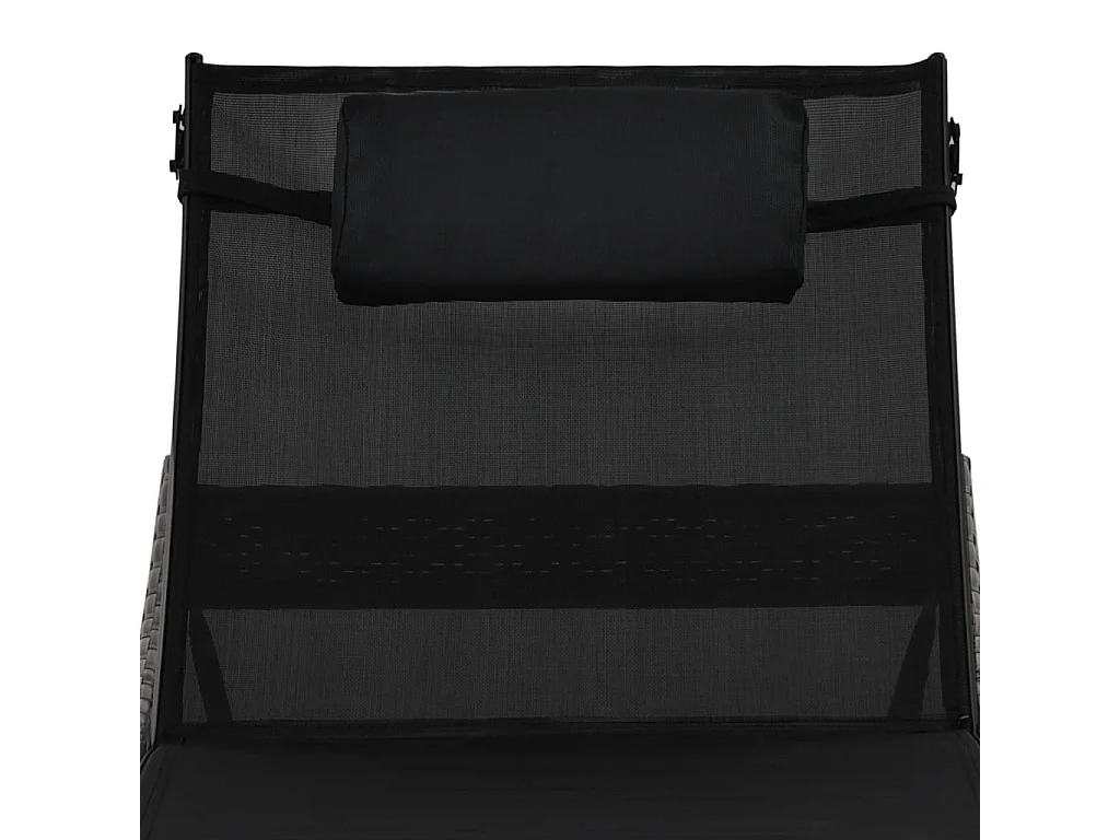 Tumbona tumbona para tomar el sol cama de jardín terraza muebles de exterior con almohada de resina tejida marrón 02_0012558