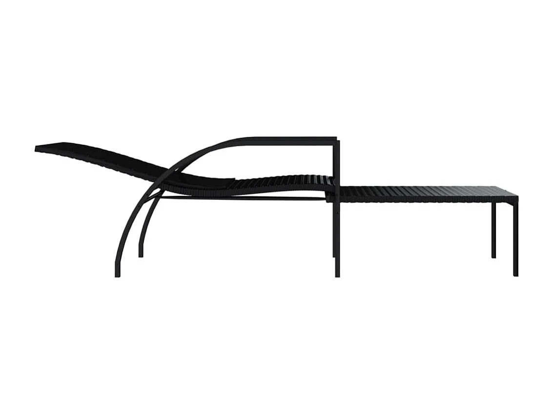 Tumbona tumbona para tomar el sol cama de jardín terraza muebles de exterior con reposapiés resina tejida negra 02_0012592