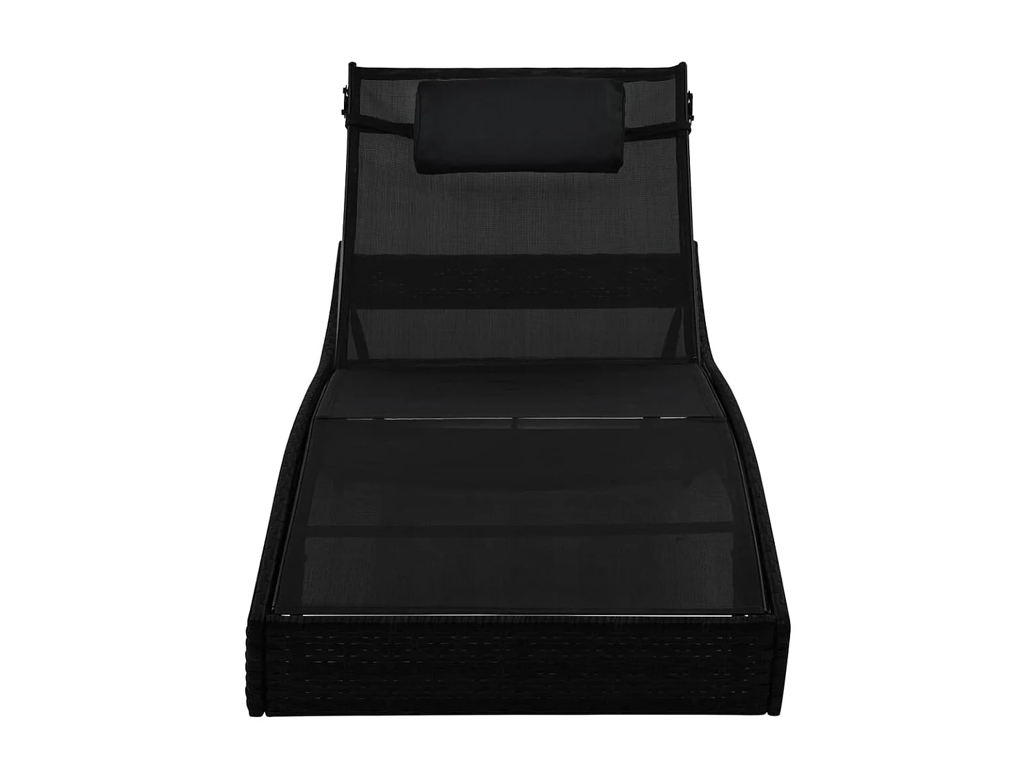 Espreguiçadeira espreguiçadeira para banhos de sol jardim cama terraço móveis de exterior com travesseiro de resina tecido preto 02_0012560