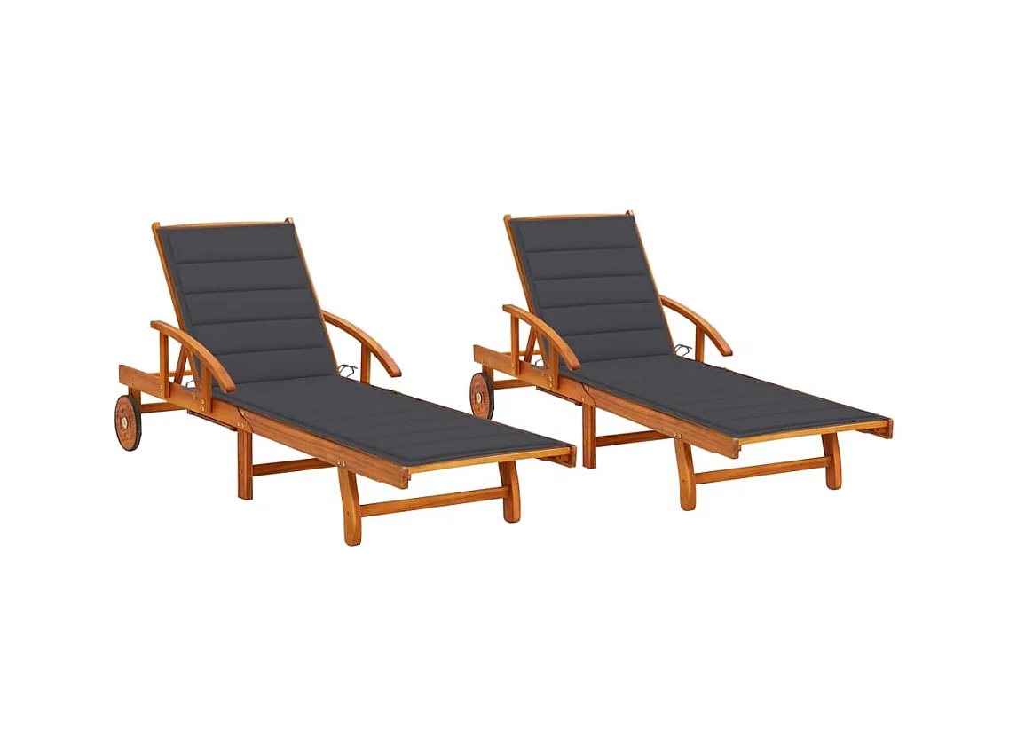 Lot de 2 transats bois marron 199 x 67 x 30 cm 02_0012063