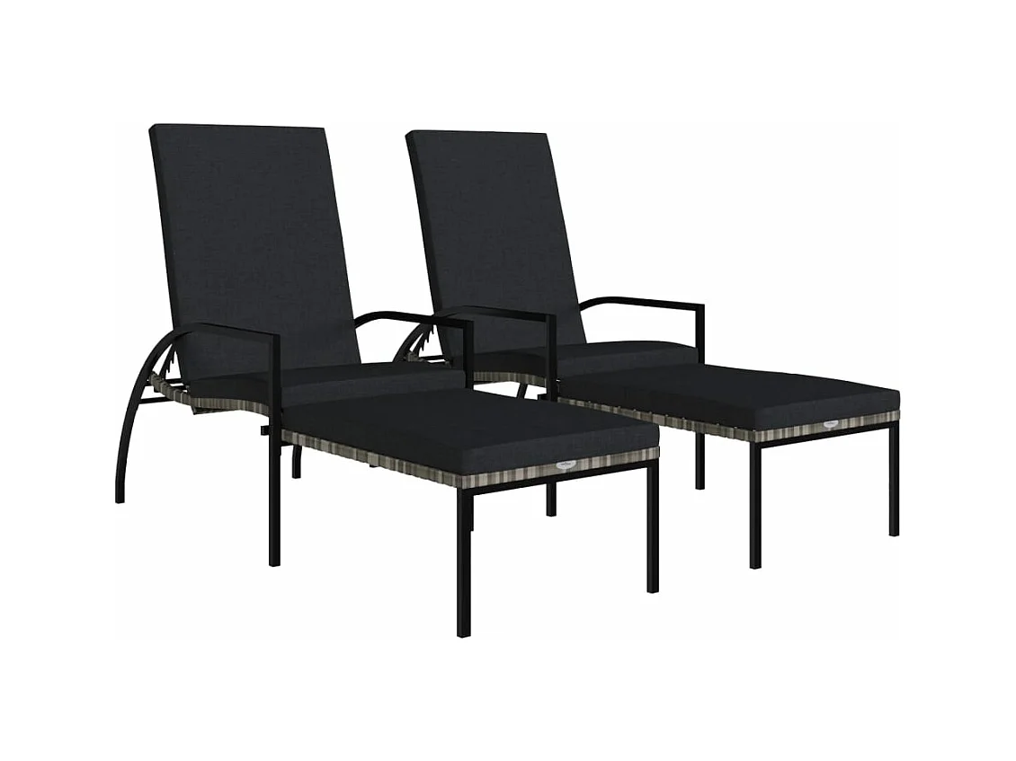 Lot de deux chaises résine grise 195 x 60 x 55 cm 02_0011907