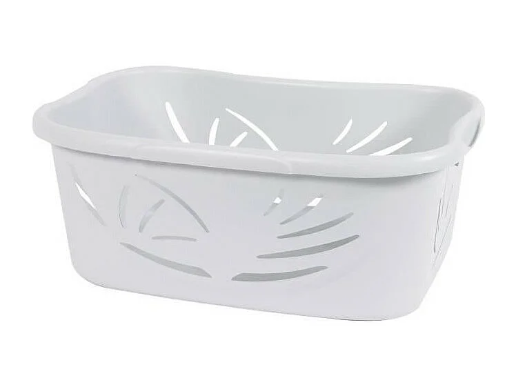 EDA PLASTIQUE Panier a linge ergonomique Flora 37 L - Blanc ceruse - 59 x 39 x 24 cm