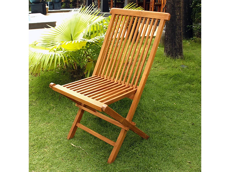 Set aus 4 klappbaren Gartenstühlen aus massivem geöltem Teakholz