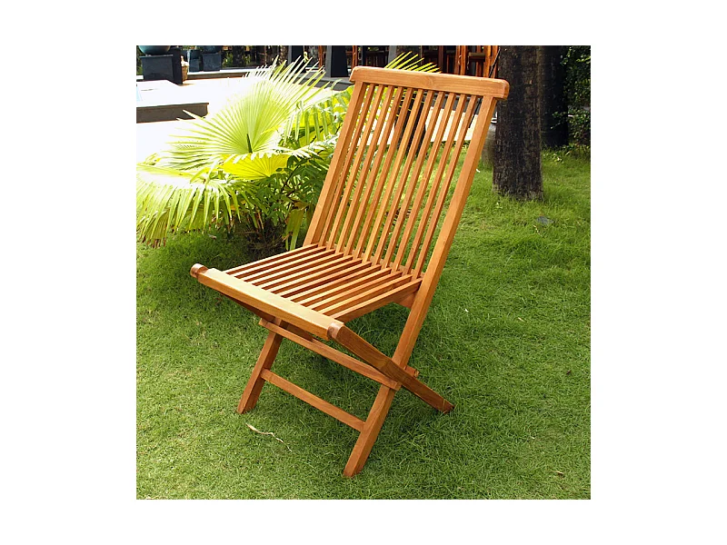 Lot de 4 chaises pliantes jardin teck massif huilé TECK