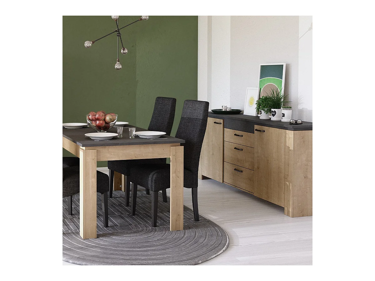 Buffet 2 porte 3 cassetti in rovere e grigio antracite Austin - L203,80 cm