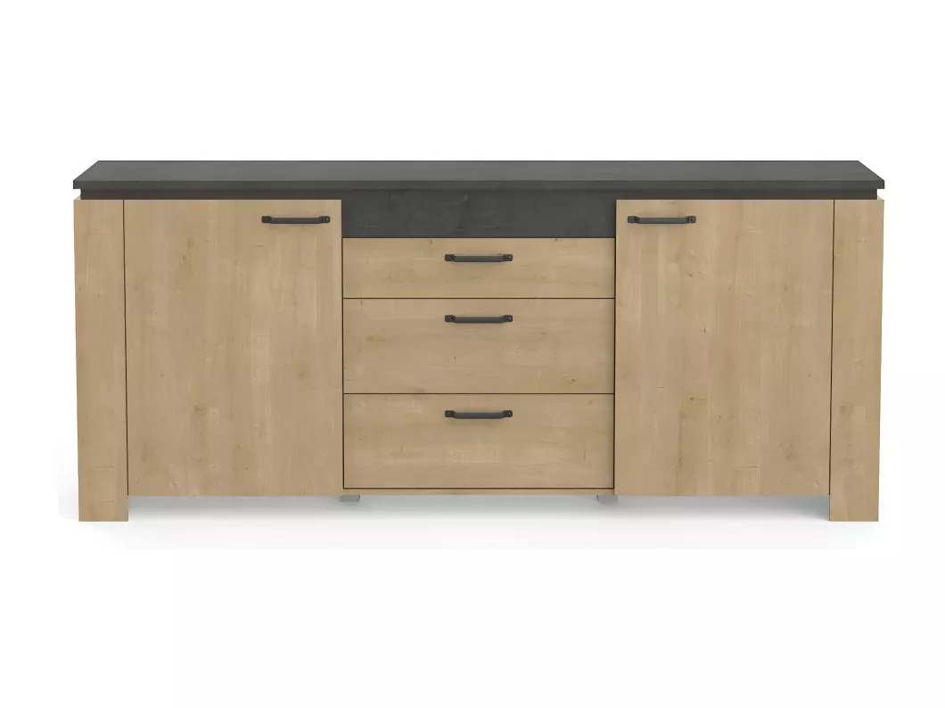 Kauf Unique Sideboard mit 2 Türen und 3 Schubladen, Dekor Eiche und Anthrazitgrau Austin - L203,80 cm