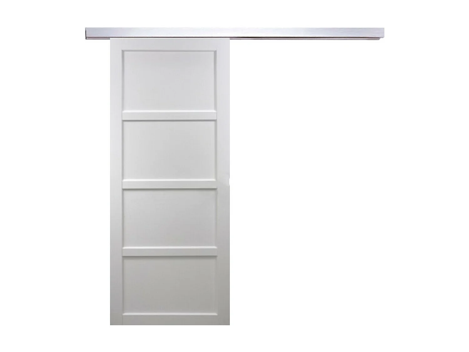 Porte Coulissante Tamera Blanc 4 Panneaux H204 X L83 + Rail Alu Gd Menuiseries