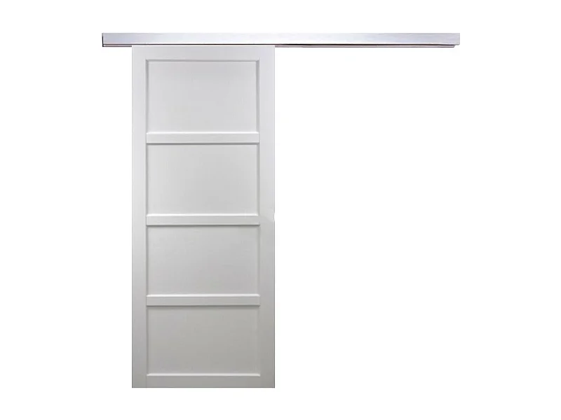 Porte Coulissante Tamera Blanc 4 Panneaux H204 X L83 + Rail Alu Gd Menuiseries