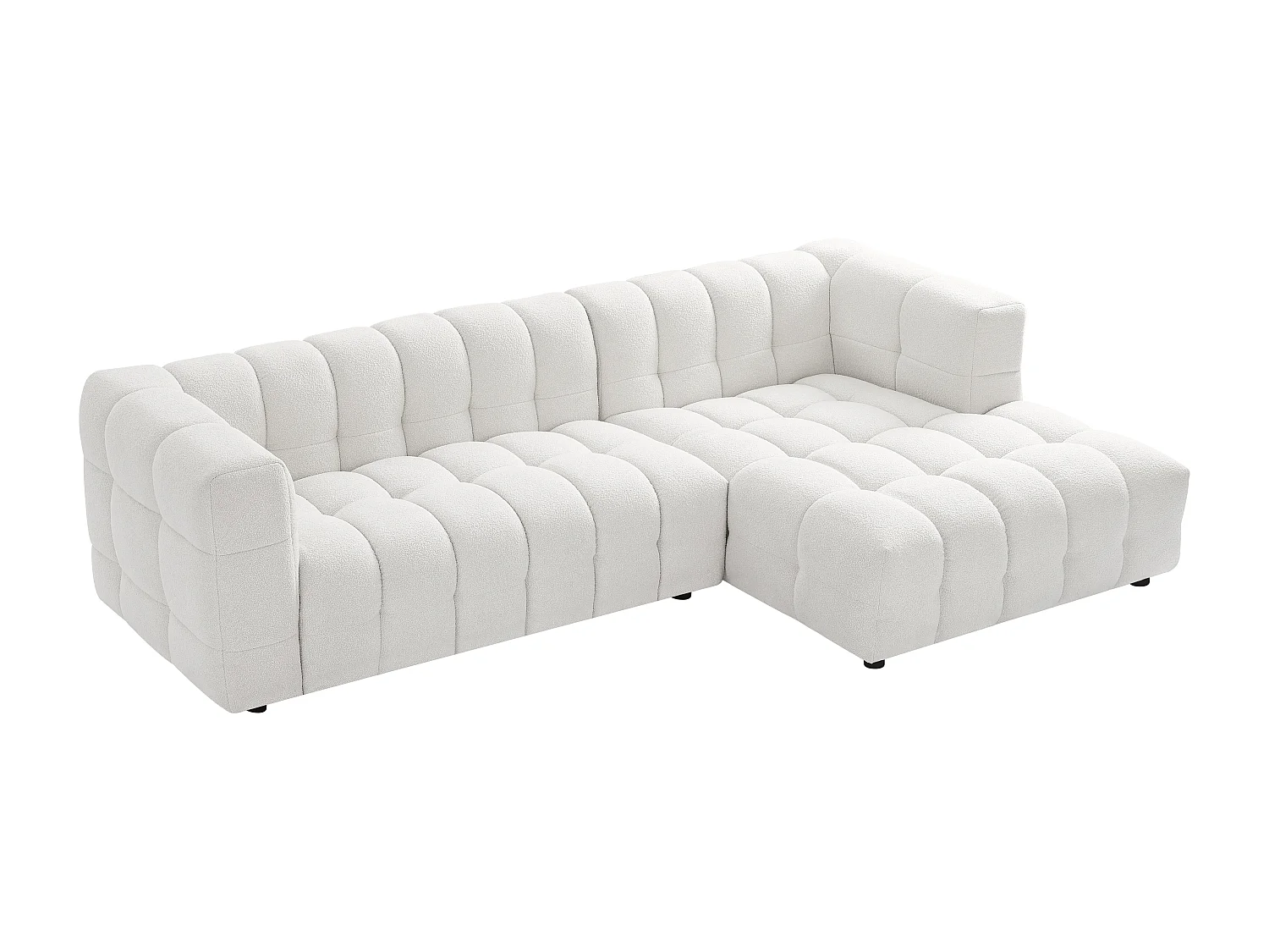 Ecksofa - Ecke rechts - Bouclé-Stoff - Elfenbeinweiß - LERICI von Pascal Morabito