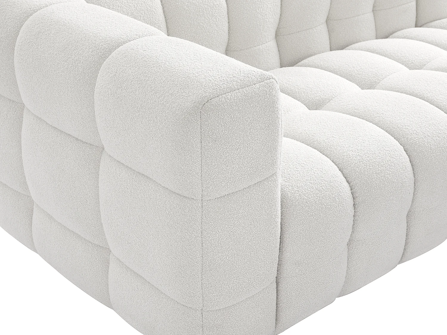 Ecksofa - Ecke rechts - Bouclé-Stoff - Elfenbeinweiß - LERICI von Pascal Morabito