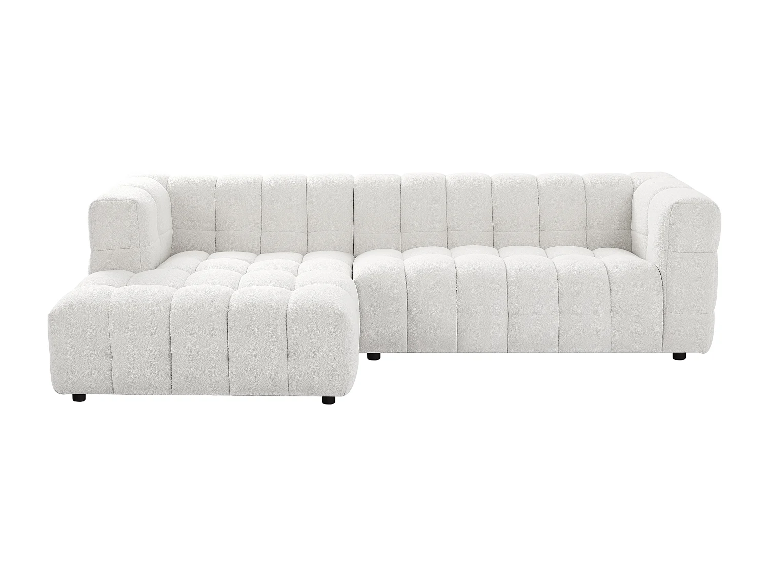 Canapé d'angle gauche en tissu bouclette blanc ivoire LERICI de Pascal Morabito