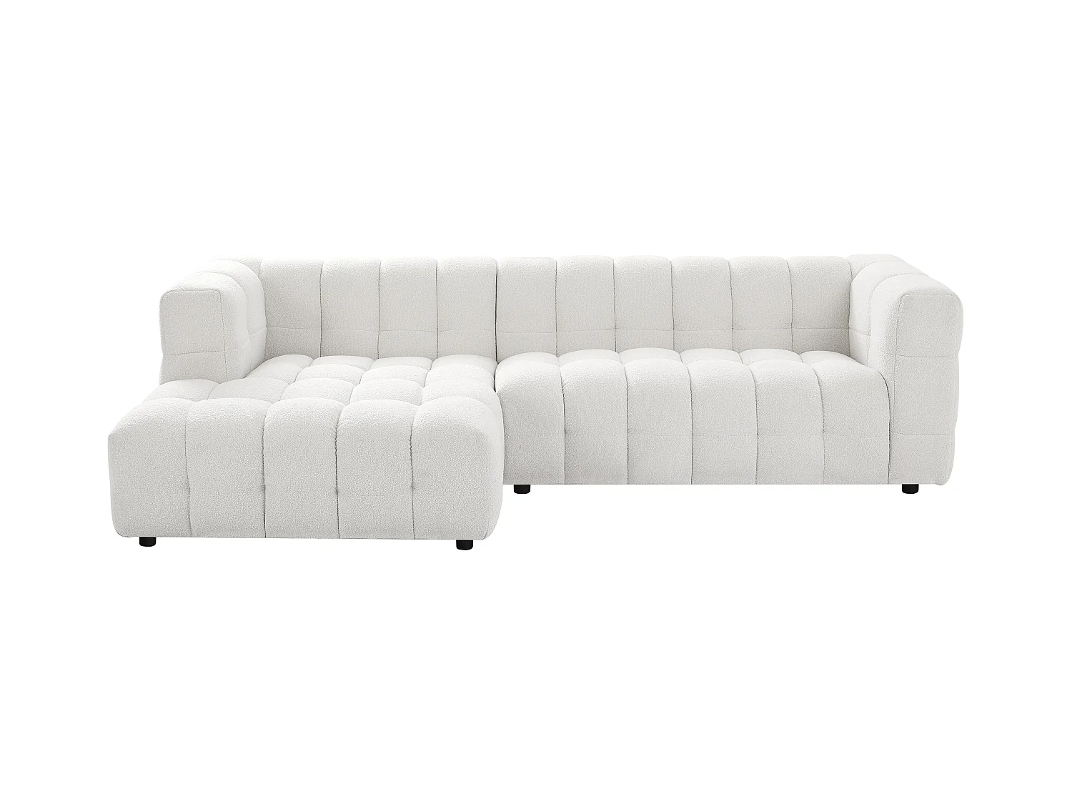 Ecksofa - Ecke links - Bouclé-Stoff - Elfenbeinweiß - LERICI von Pascal Morabito